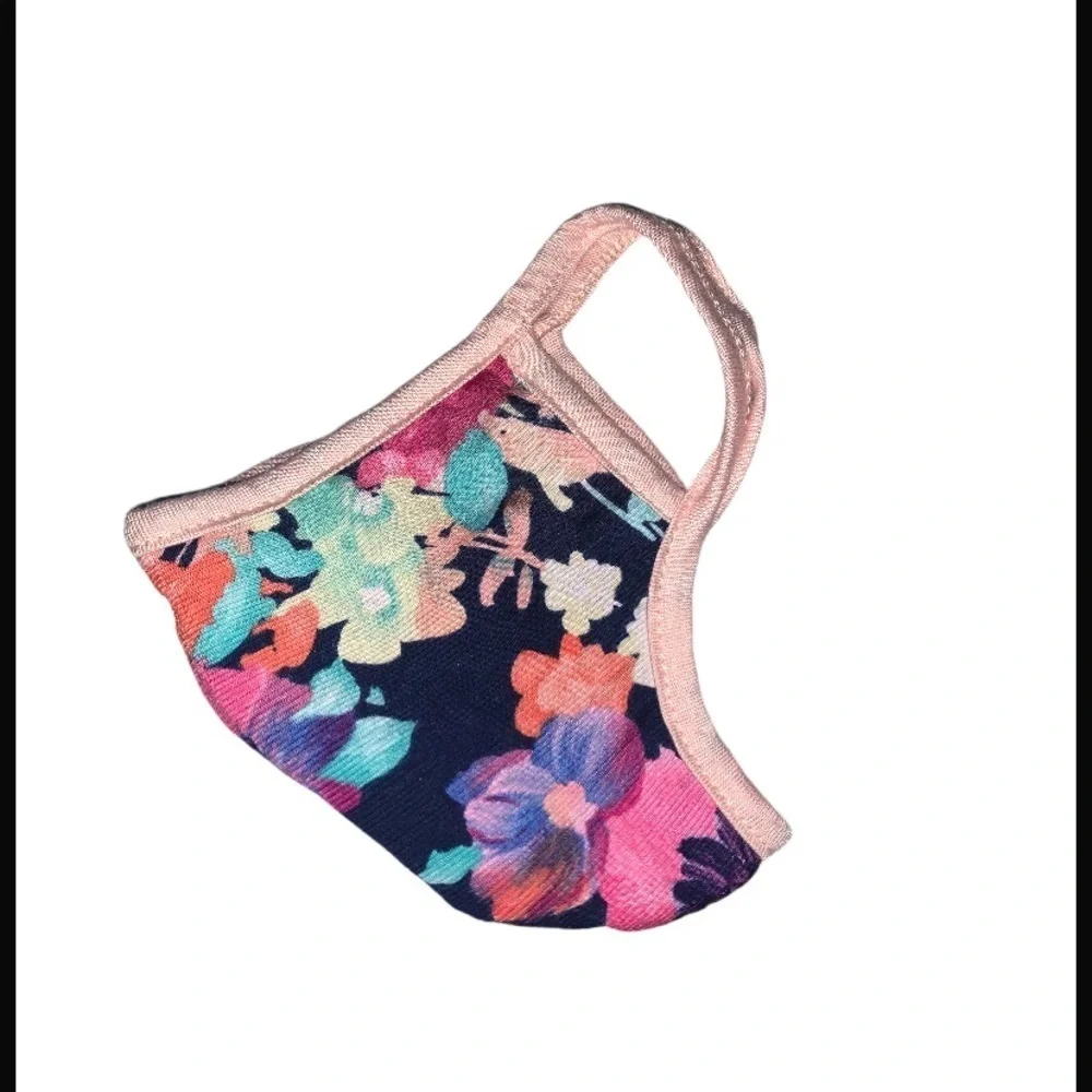 Pink and blue floral face mask